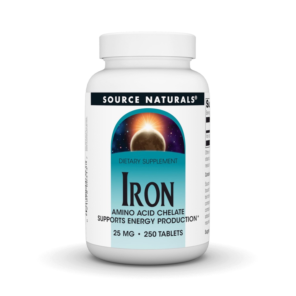 Source Naturals Rauta, Aminohappo Chelate - Ravintolisä, joka tukee energiantuotantoa - 250 tablettia