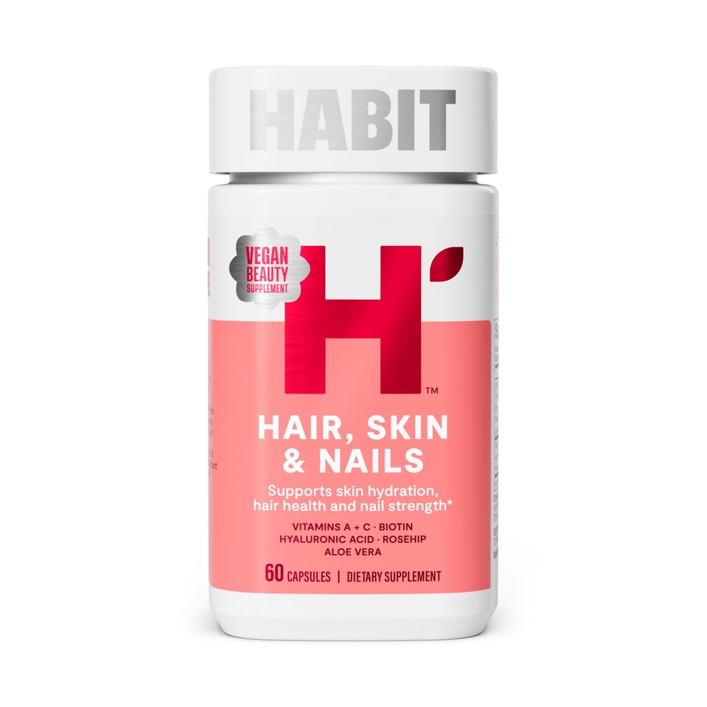 Kasvot hiukset, iho ja kynnet täydentää (60 kapselia) - Uusi Look, Tukee ihon nesteytys, hiusten ja kynsien vahvuus, Biotiini 2000 mikrog, A-vitamiini & C, Hyaluronihappo, Rosehip, Vegan, ei-GMO (1 pakkaus)