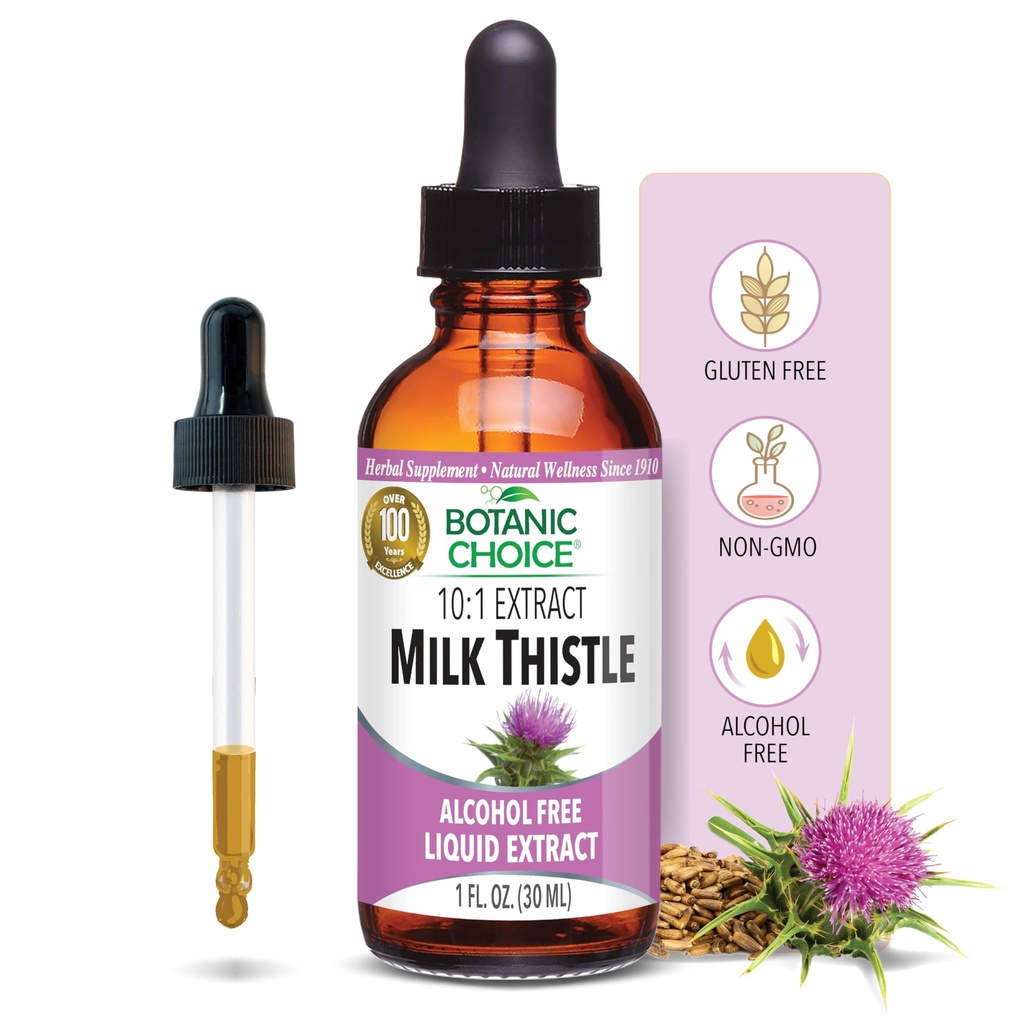 Kasvitieteellinen valinta Milk Thistle Liquid Extract, Alkoholiton, Gluteeniton, Nopeasti toimivat Perinteinen Maksa suosikki, 1 fl. oz