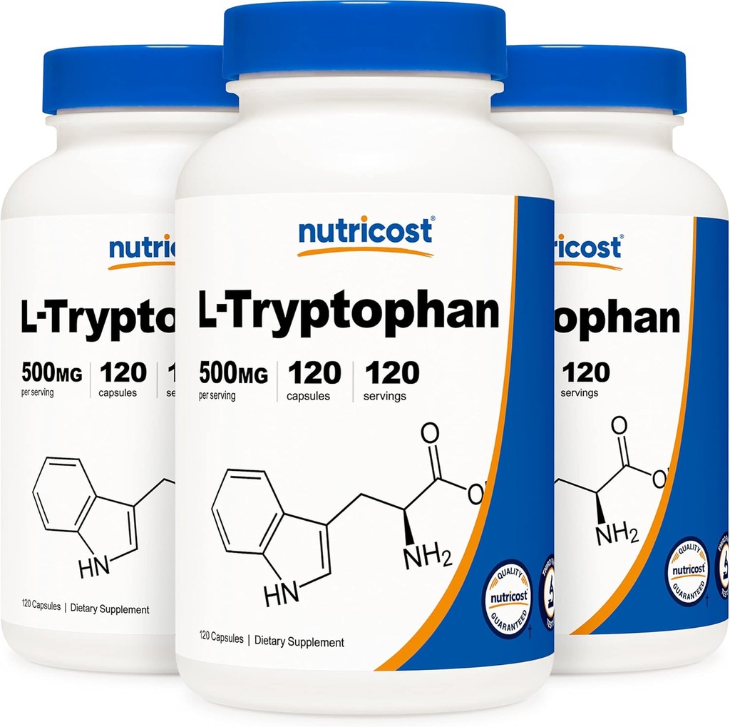 Nutricost L-Tryptofaani 500 mg, 120 kapselia (3 pulloa)