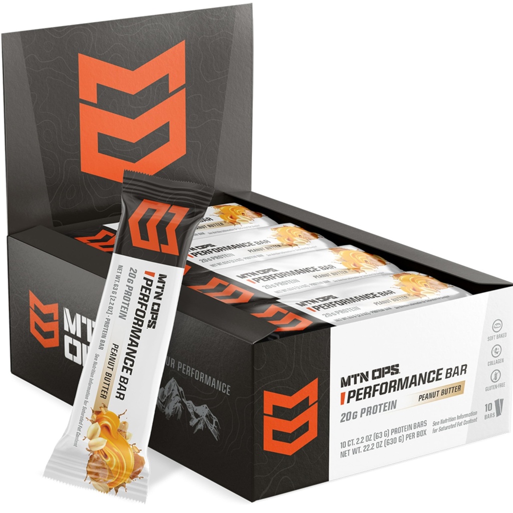 MTN OPS Peanut Butter Bliss Protein Bars, High Protein with Whey Isolate & Whey Concentrate and Collagen, Low Sugar, Gluteeniton, 10 Count