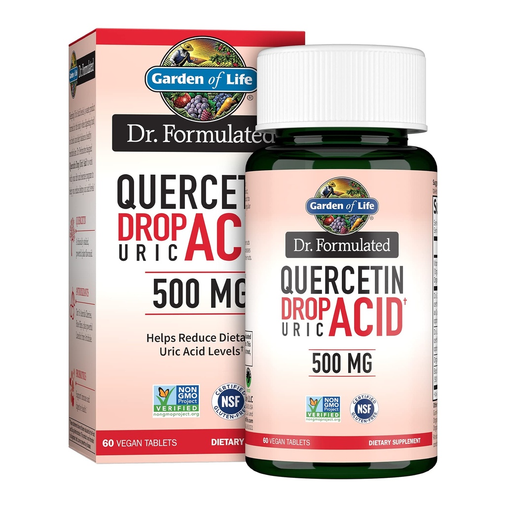 Elämänpuutarha Quercetin Probiootti & Virtsahappo tuki Tart Cherry, C-vitamiinia Organic Acerola ja Rose HIPS Plus Luteolin . Dr Formuloitu Gluteeniton ja ei GMO 60 tablettia