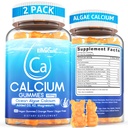 Calcium Gummies 600 mg - Kalsiumlisä naisille, Ocean Algae Kalsium D3- vitamiini, K2, Magnesium ...