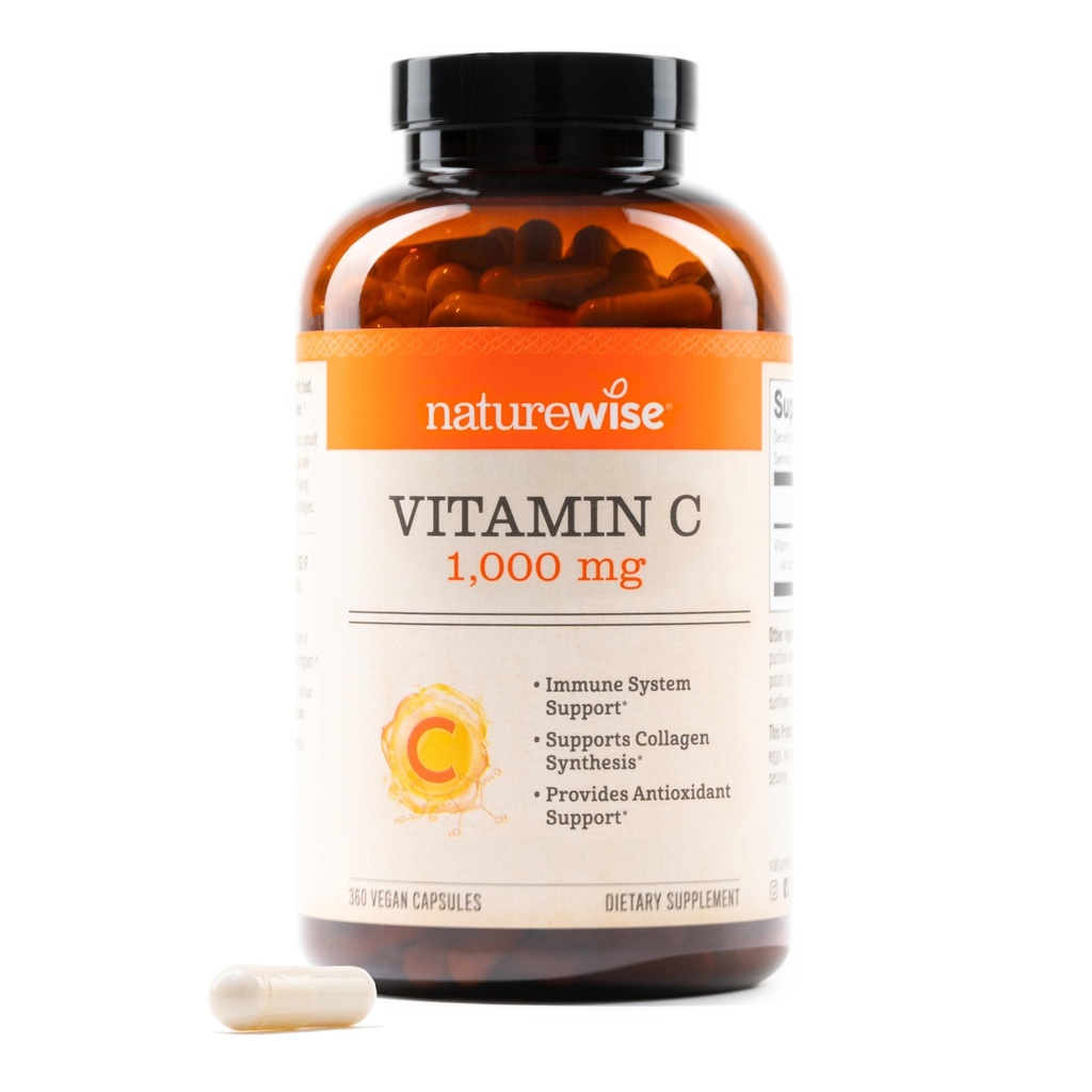 NatureWise C-vitamiini 1000 mg kapselit - Extra Strength Vegaani C-vitamiinin päivittäin antioksidantti ja immuuni tuki - ei-GMO, USA valmistettu - 360 kapselia[360-päivä tarjonta]