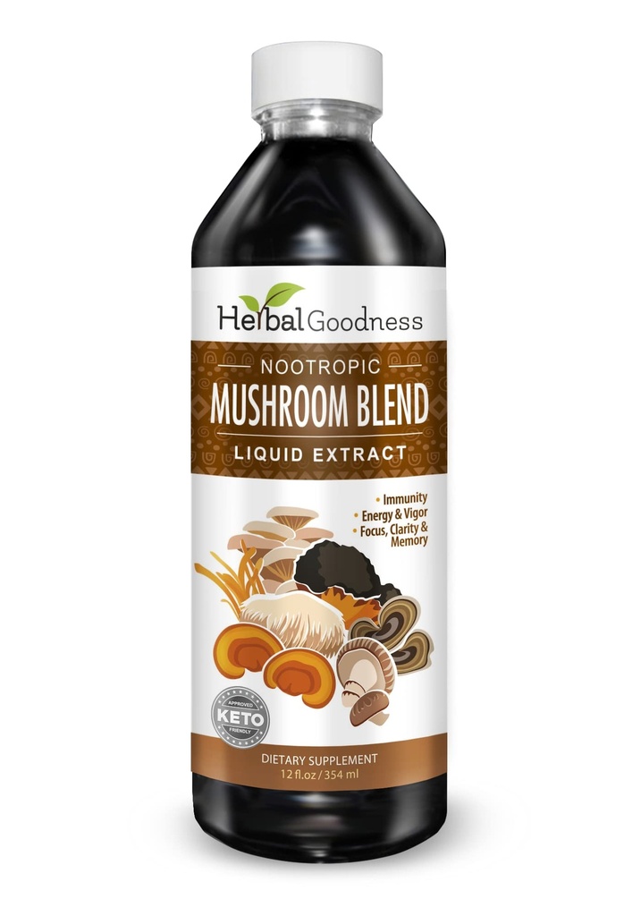 Nootrophic Sienet, Leijonan Mane, leijonan mane Sienen lisäravinteet, Mielen selvyys ja Focus lisäravinteet, Immuunituki, Sienen Blend uute, Lion Mane Sienenen lisäosa - Herbal Goodness 12oz