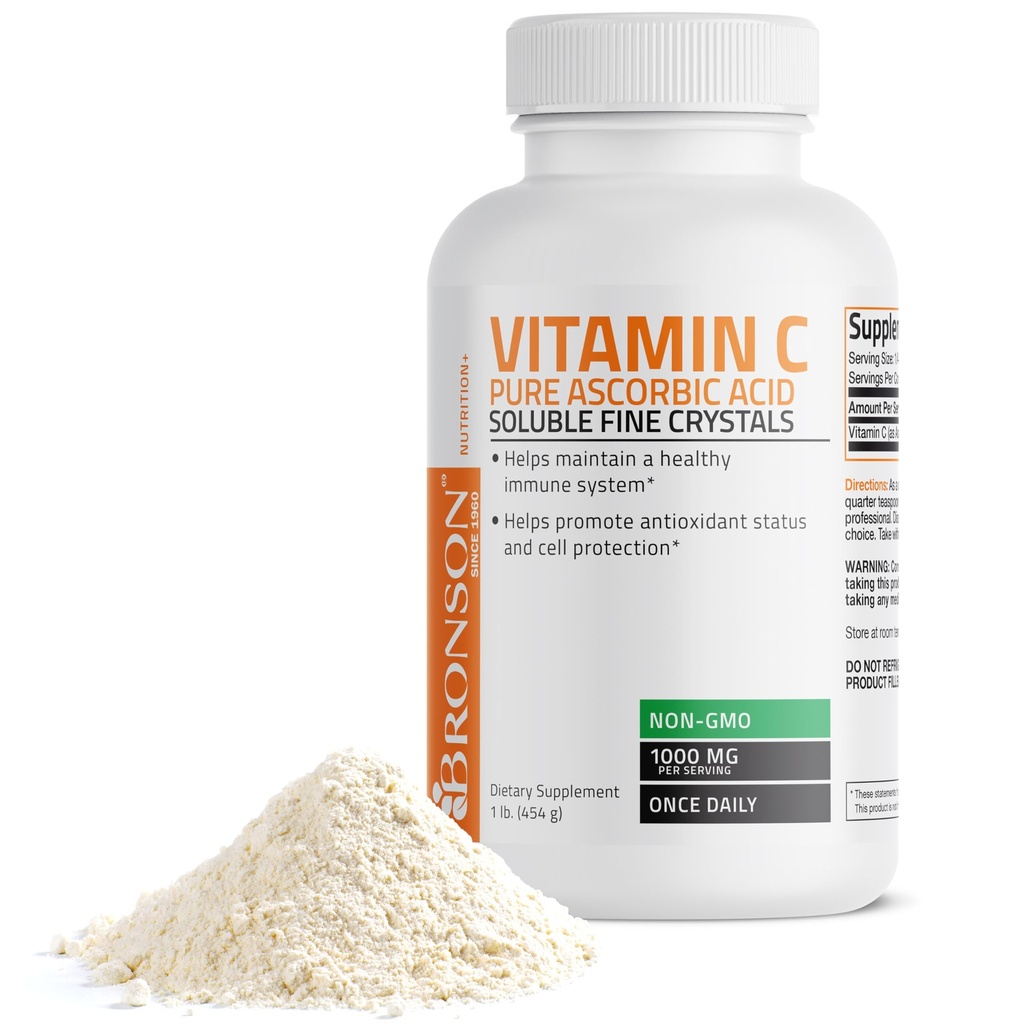 Bronson C-vitamiini Powder Pure Askorbiinihappo Liukoinen Fine ei-muuntogeeniset kiteet ... Edistää tervettä immuunijärjestelmää ja solusuojaa...