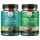 Bundle of Liver Cleanse Detox & Repair Complex och Colon Cleanser & Detox - Herbal Liver Support Supplement med Silymarin Milk - Lactobacillus Acidophilus Probiotic Supplement Body Cleanse