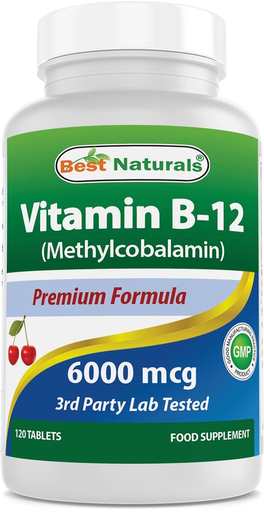 Bästa naturliga vitamin B12 6000 mcg 120 tabletter