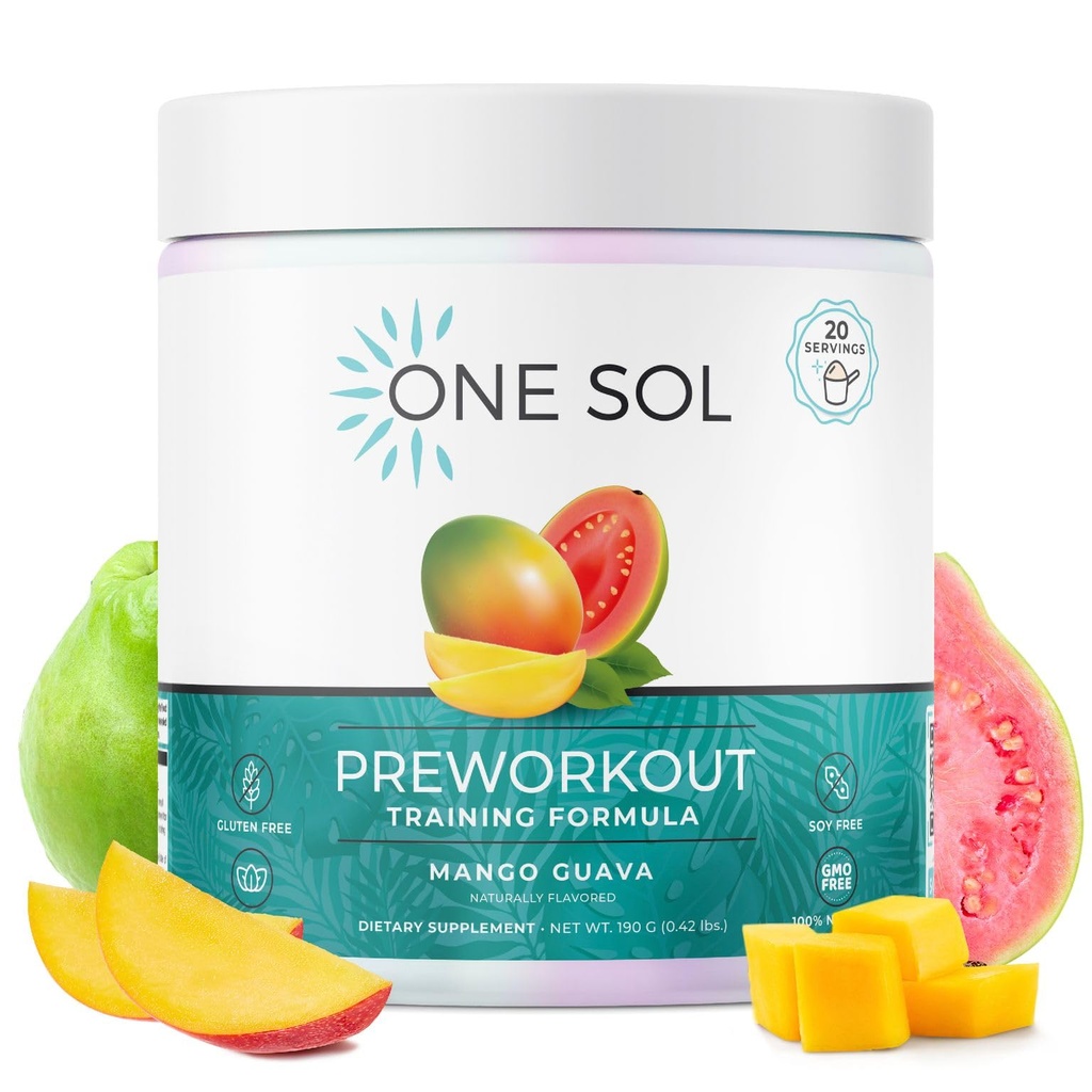 En Sol Pre-Workout för kvinnor, förbättrad pump & fokus, inga Jitters eller krasch, naturliga ingredienser, 100% Vegan, Gluten Free & Soy Free, (Mango Guava)