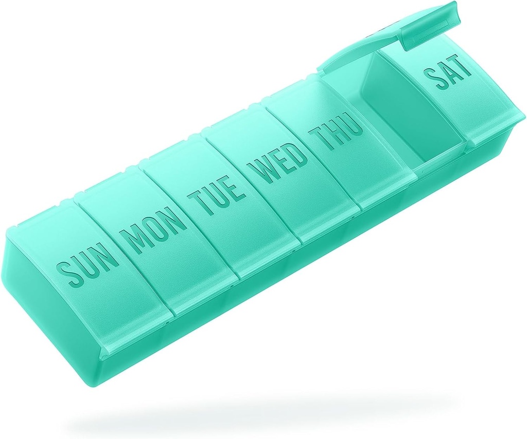 Barhon Pill Organizer Suuri, Viikoittain Medicine Pill Organizers, 7 päivän pillereitä Laatikko Matka Iso Vitamiini Lisäravinteet Kalaöljy, Vihreä