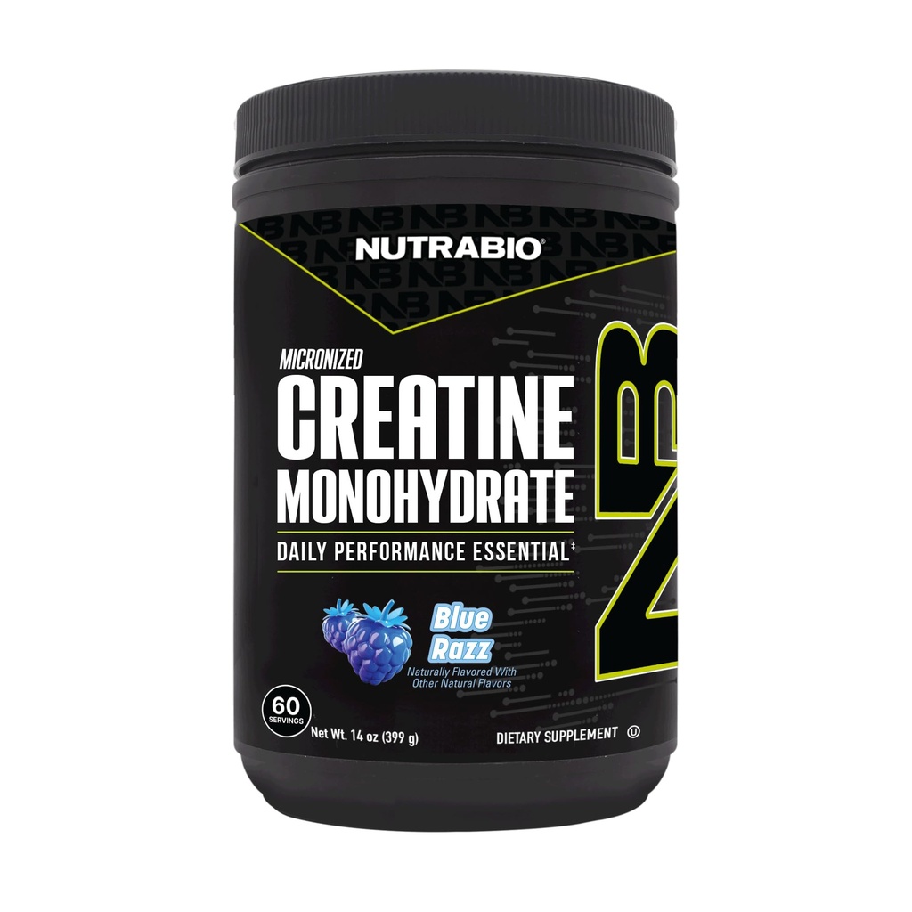 NutraBio Pure Micronized Creatine Monohydraatti Powder Supplement, Blue Razz (300 g) - Tukee Bulk Muscle Energy, Recovery, ja vahvuus - HPLC testattu Creatine Powder Supplement miesten ja naisten