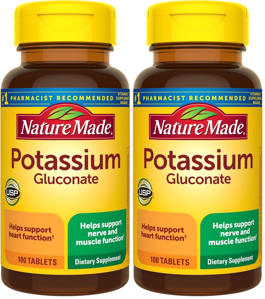 Nature Made Kaliumgluconate 550 mg, ravintolisä sydämen terveyden tukea, 100 tablettia, 100 päivän tarjonta (pakkaus 2)