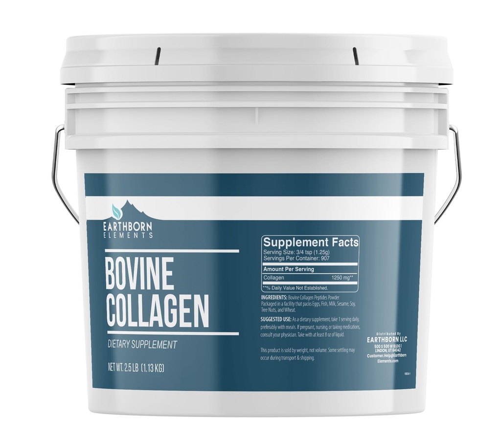 Maassa syntyneet elementit Naudan kollageeni Peptides Powder 1 Gallon Bucket, puhdas ja laimentamaton, ravintolisä