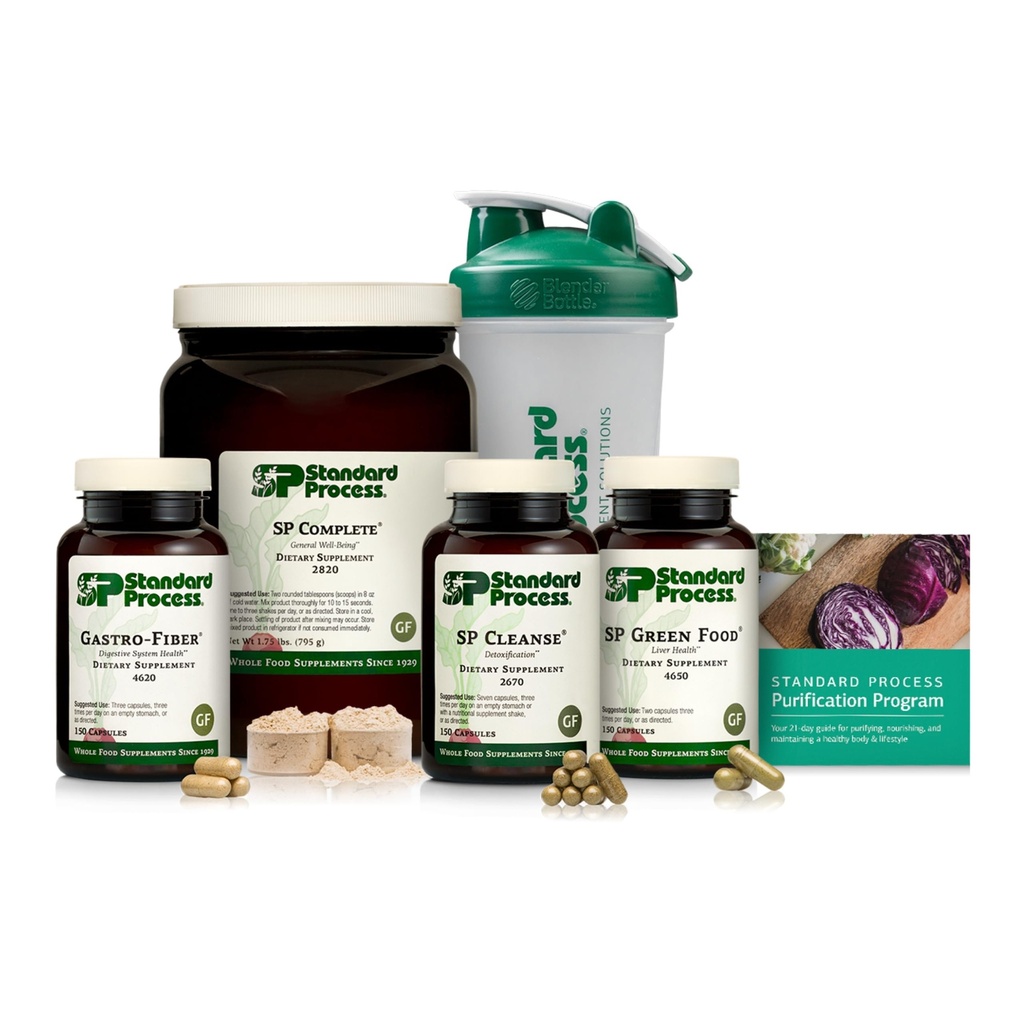 Standard Process Puhdistus Product Kit SP Complete & Gastro- Fiber - 21 päivän detox & Dgestive Health Support - Korkealaatuinen proteiinijauhe - Kasvisruokaa, Gluteeniton & non-Soy - 1 Kit