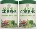 Maatilat Super Greens Natural Flavor, 50 Organic Super Foods, USDA Organic Drink Mix, Hedelmät, Vihannekset, Super Greens, Sienet & Probiootit, Tukee energiaa, 40 Tarjoilut, 10.6 Oz, 2 Pack