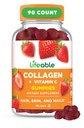 Livliga Collagen Peptides Gummies | 100mg med Vitamin C | Great Tasting Collagen Supplements | Vegetarian Hair Skin och Nails Gummies | Collagen Gummies för vuxna, män, kvinnor | 90 Gummies