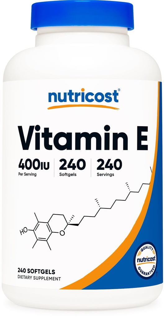 Nutricost-vitamiini E 400 IU, 240 Softgel-kapselia - Gluteeniton, ei-muuntogeeninen