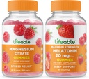 Elinkelpoinen magnesium + melatoniini 20 mg, Gummies Bundle - Suuri maku, vitamiini täydentää, gluteeniton, GMO vapaa, purukumi