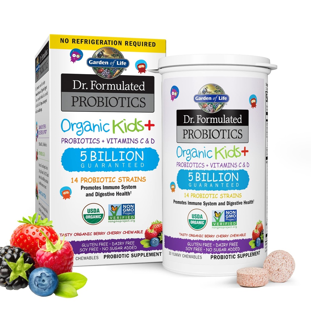 Puutarha Life-vitamiini koodi Naisten moni 120 kapselia & Dr Formulated Organic Kids+ Probiootti 30 purutablettia Bundle