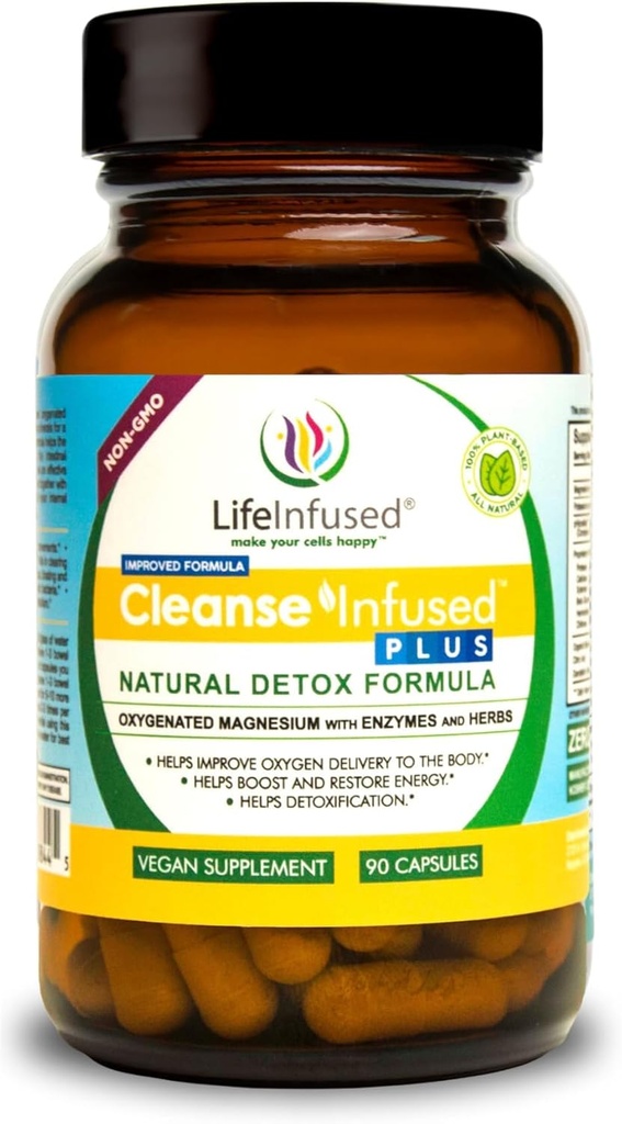 Life Infused Cleanse Plus - Premium Natural Colon Cleanser happipitoisella magnesiumilla, yrteillä ja entsyymeillä, auttaa lievittämään Ummetusta hellävaraisesti, poistaa veren, paksusuolen, maksan ja munuaisten (90 kapselia)