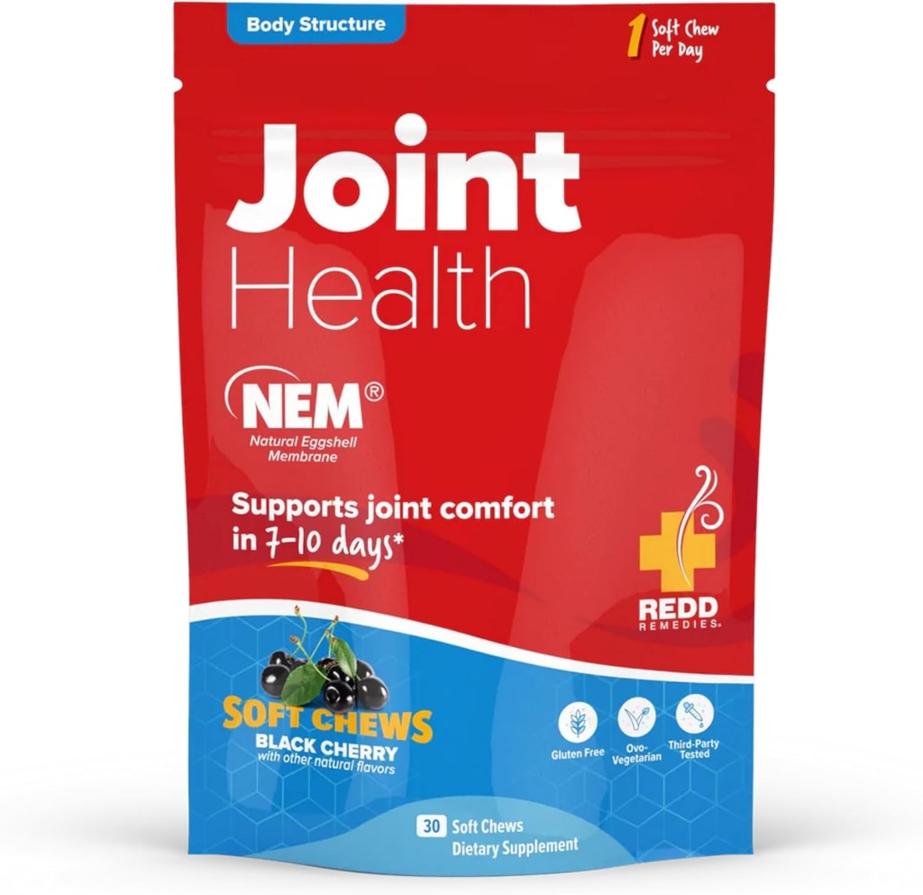 Redd Remedies, Joint Health Original, auttaa vahvistamaan Connective Tissue ja Cartilage, Black Cherry Flavor, 30 pehmeää purukumia