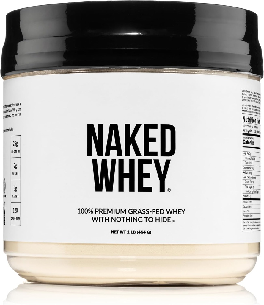 NAKED Whey 1Lb - Vain 1 Ainesosa, Grass Fed Whey Protein Powder, Denaturoimaton, Ei Gmos, Ei soijaa, Gluteeniton, Stimulate kasvu, parantaa Recovery - 15 Tarjoukset