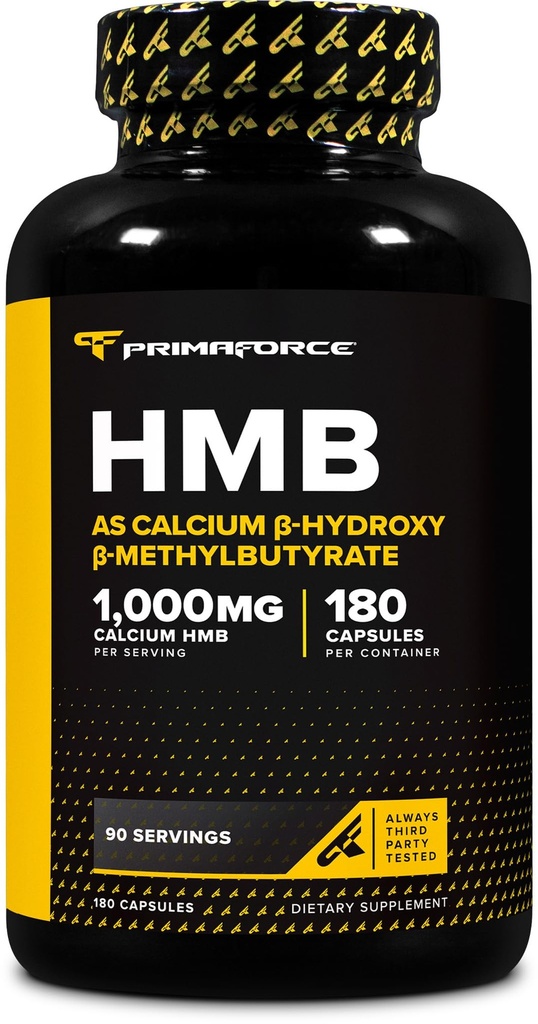 Primaforce HMB (Beta-Hydroksibeeta-metyylibutyraatti) 1000 mg, 180 kapselia (500 mg per kapseli) - Gluteeniton ja ei-GMO- täydennysosa