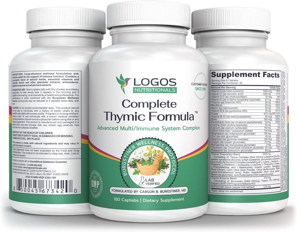 Täydellinen thymic FormulaTM, laaja-alainen monivitamiini ja monimineral Thymus Glandular Uutteet (180 laatikko 1)