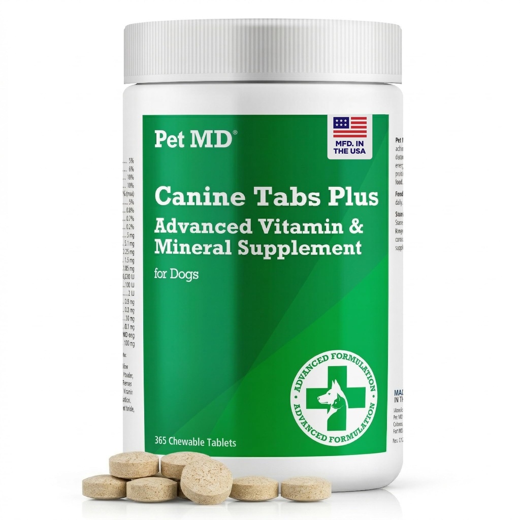 Lemmikkieläin MD - Koiran Tabs Plus 365 Count - Advanced Multivitamiinit koirille - Luonnollinen päivittäin vitamiini-ja mineraaliravintolisä - Maksan makupala purutabletit