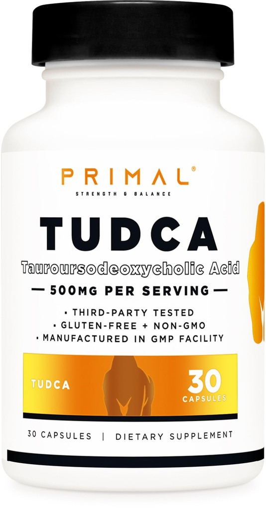 Primal Tudca 500 mg 30 kapselia - Gluteeniton, ei-GMO: n taurourodeoksikoolihappolisä