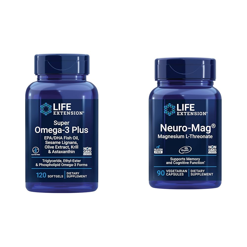 Life Extension Super Omega-3 Plus EPA/DHA Fish Oil, Seesamin Lignans & Neuro- Mag Magnesium L-treonaatti