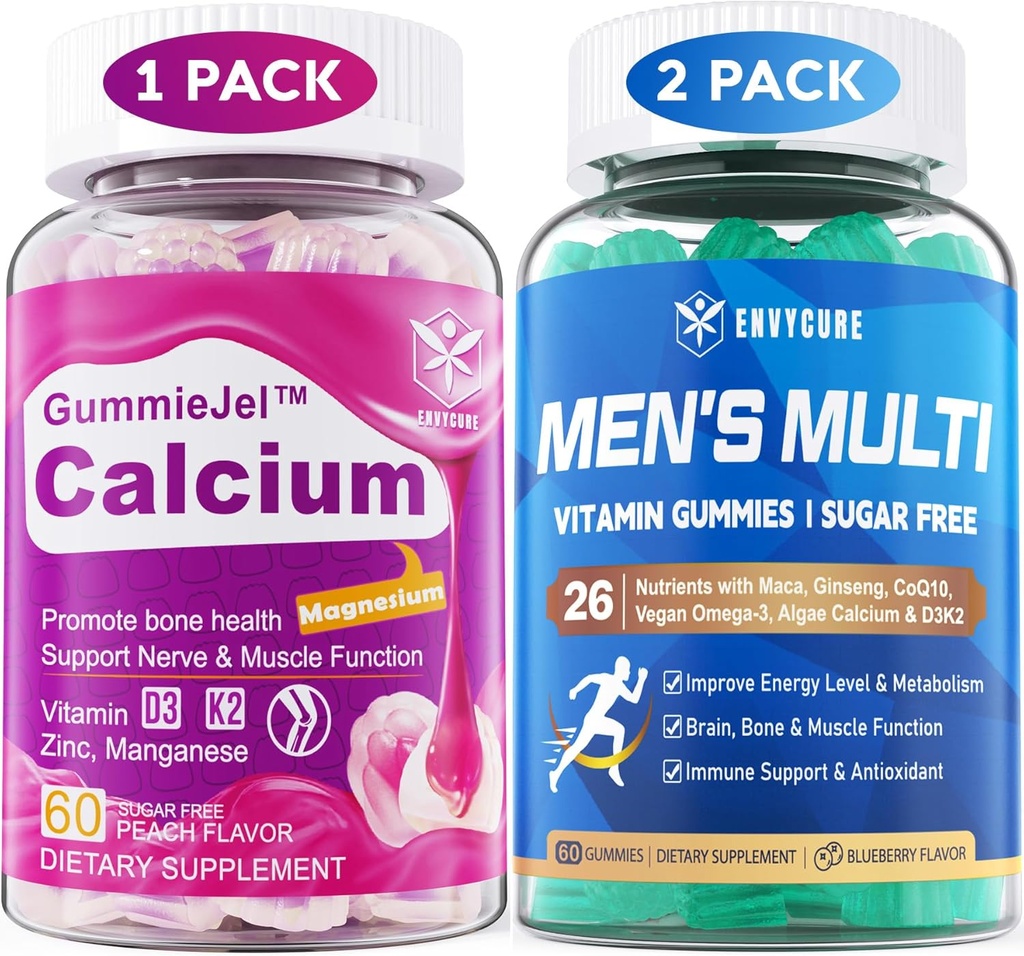 Sokerittomia miehiä monivitamiinia Gummies 120 kreivi + kalsium Gummies 60