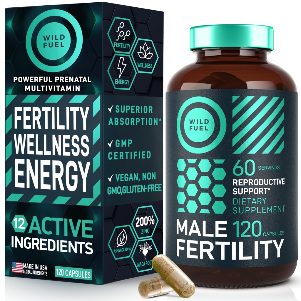 Hedelmällisyys lisäravinteet miesten prenataali vitamiini - Maca Root, Ashwagandha, Sinkki, Plus Naturals - Conception miesten hedelmällisyys vitamiinit ja miesten hedelmällisyys Tuki täydentää - 120 Caps varten 2 kuukautta