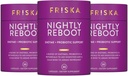 FRISKA Nightly Reboot Enzyme and Probiotics Supplement, främjar bättre matsmältning och sömn, stöder Gut Health för män och kvinnor, Melatonin, Chamomile, 90 kapslar