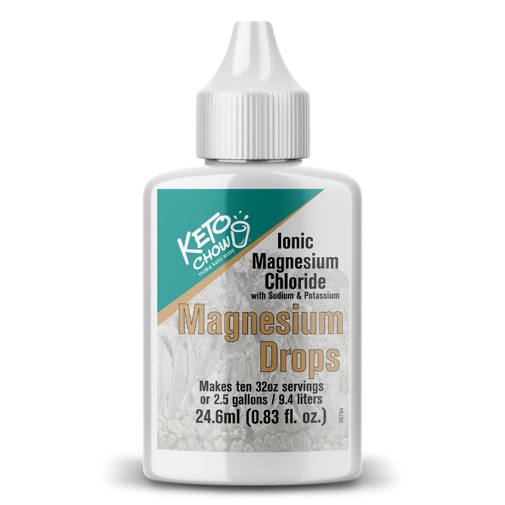 Keto Chow Ionic Magnesium Chloride Supplement Drops | Ger Magnesium, Eletrolytes & Trace Minerals The Body Needs | Källa från Utahs Great Salt Lake | På Go Container | 24ml Pocket Flask