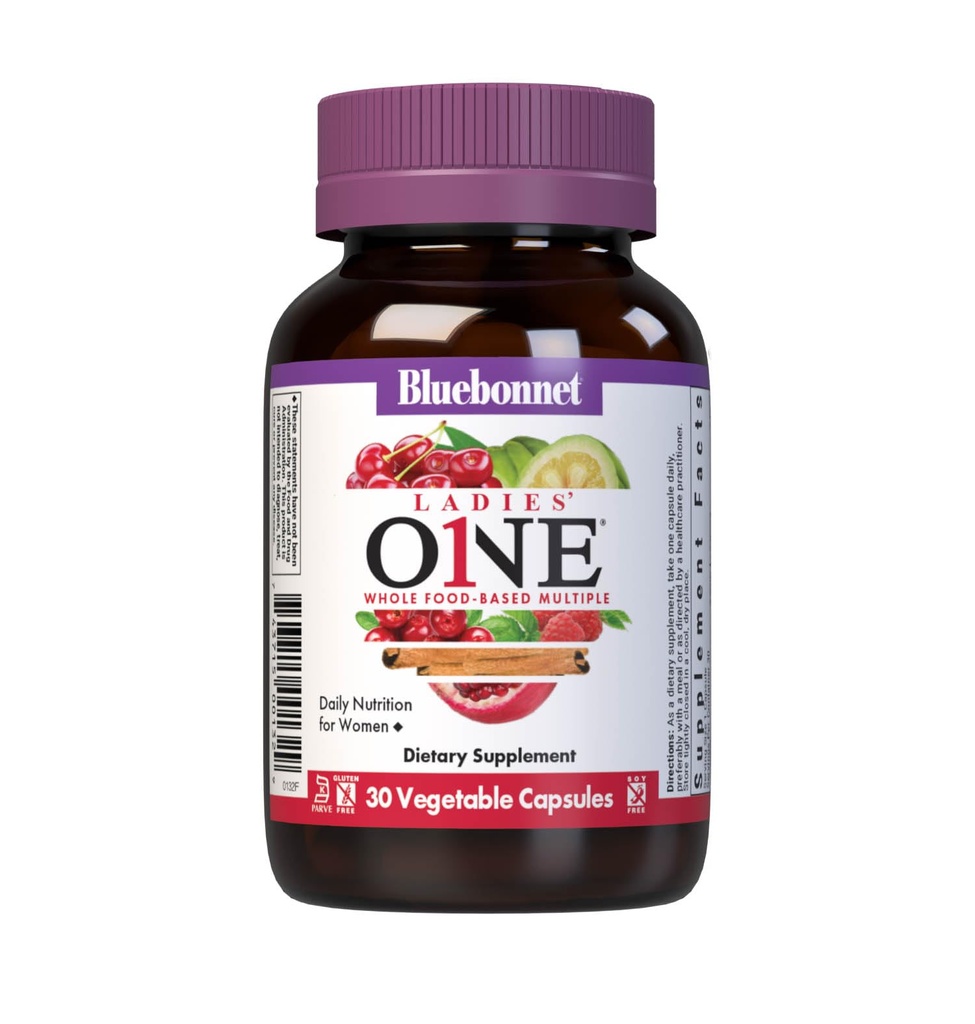 Bluebonnet Nutrition Ladies One Organic Vaccine Capsule, Whole Food Multiple, K2, Energy, Vitality, Non-GMO, Gluten, Soy & Milk Free, Kosher, 1 kuukausi tarjonta, kevyt harmaa, 30 kreivi