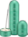 Zannaki Metal Moisture Proof Weekly Pill Organizer, Stackable Aluminum Alloy BPA Free Travel Hiking 7 Day Pill Box Case Waterproof och Large Compartment to Hold Pills, Vitamins, Fish Oil, Supplements