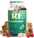 Super Mushroom Gummies I Sugar Free Organic Daily I Chaga Cordyceps Lions Mane Maitake Shiitake Turkiet Tail Reishi | Kosttillskott för kognitiv och immunstöd Fokus Energi Stress Mood