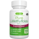 Igennus Pure Methyl Folate 400 mcg, 180 tabletter, Clean Label, Methylated Form of Folic Acid 5-MTHF (Vitamin B9), Vegan, Lämplig för graviditet, One-a-Day, 6 månaders leverans