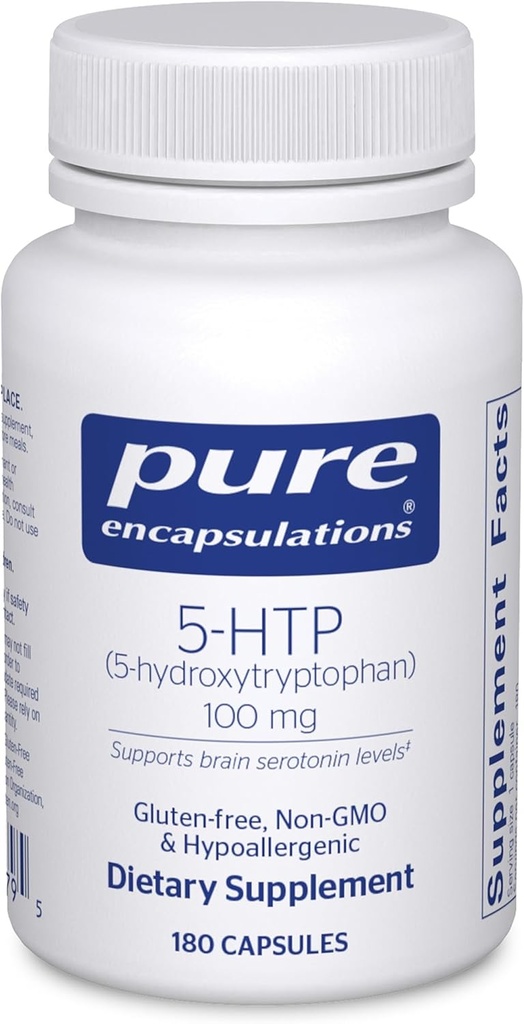 Puhdas kapselit 5- HTP 100 mg - Aivojen terveys, unilääkehoito ja ruokahalun ylläpito* - 5- Hydroksitryptofaani - Gluteeniton & ei- GMO - 180 kapselia