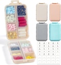 4 pakkaus, 14 GRIDS Travel Pill Organizer Box etiketeillä - Travel Medicine Case Kit - Pocket Daily Pharmacy Container - Matkalääkkeiden haltija Dispender Fish Oil Vitamiin Storage