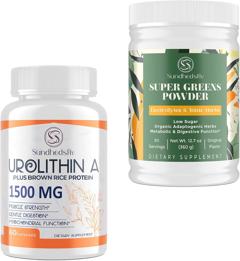 Urolithin A Supplement 1500MG Plus Brown Rice Protein + Super Greens Powder Superfood täydentää Electrolytes & Tonic Yrtit