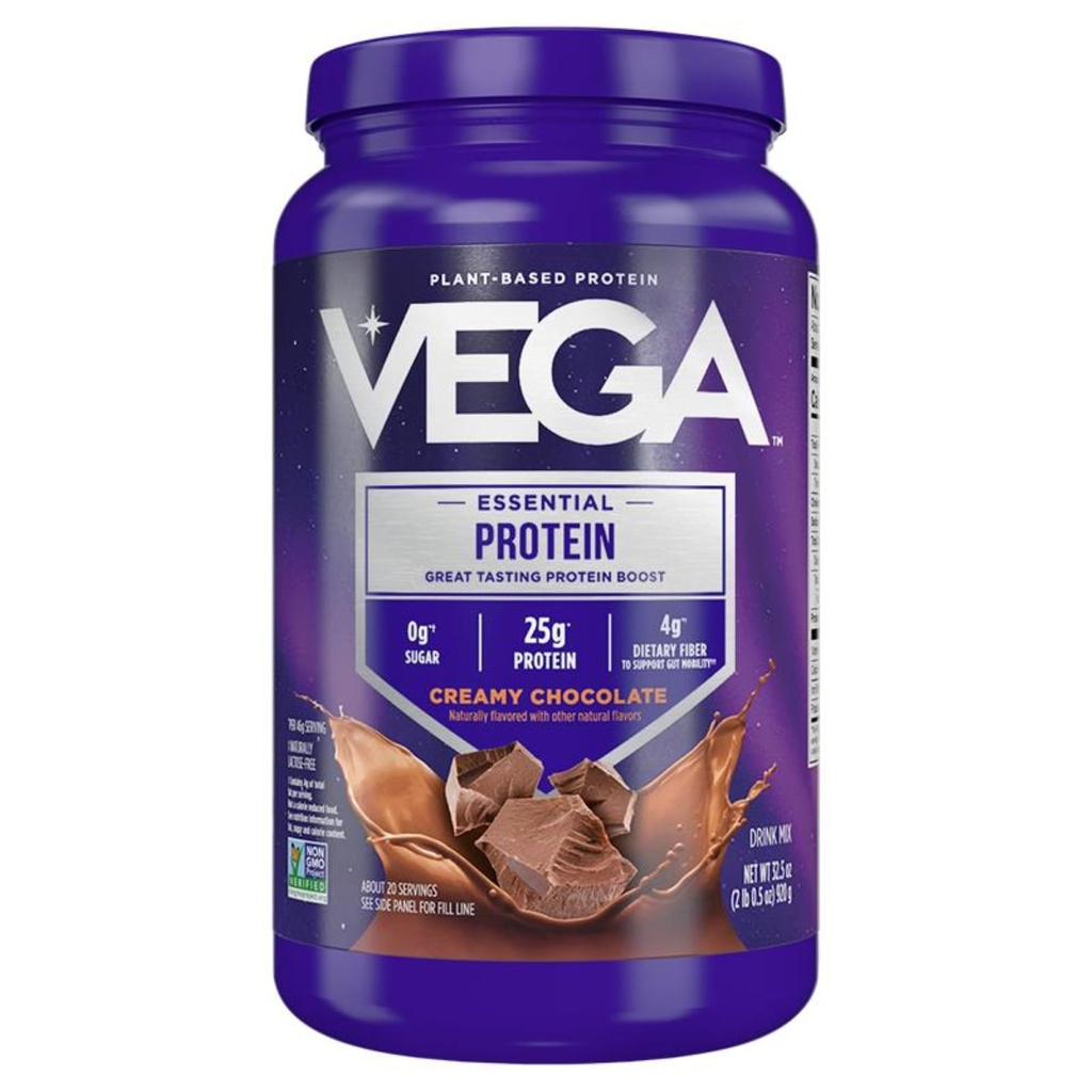 Vega Original Essential Protein - 25g Plant-Based Protein, Creaty Chocolate, 20 Tarjoilut, Vegaani ei-GMO Drink Mix, Smoothie & Shake Valmiina, Gluteeniton, Dairy Free, 32.50z (Pakkaus May Vary)