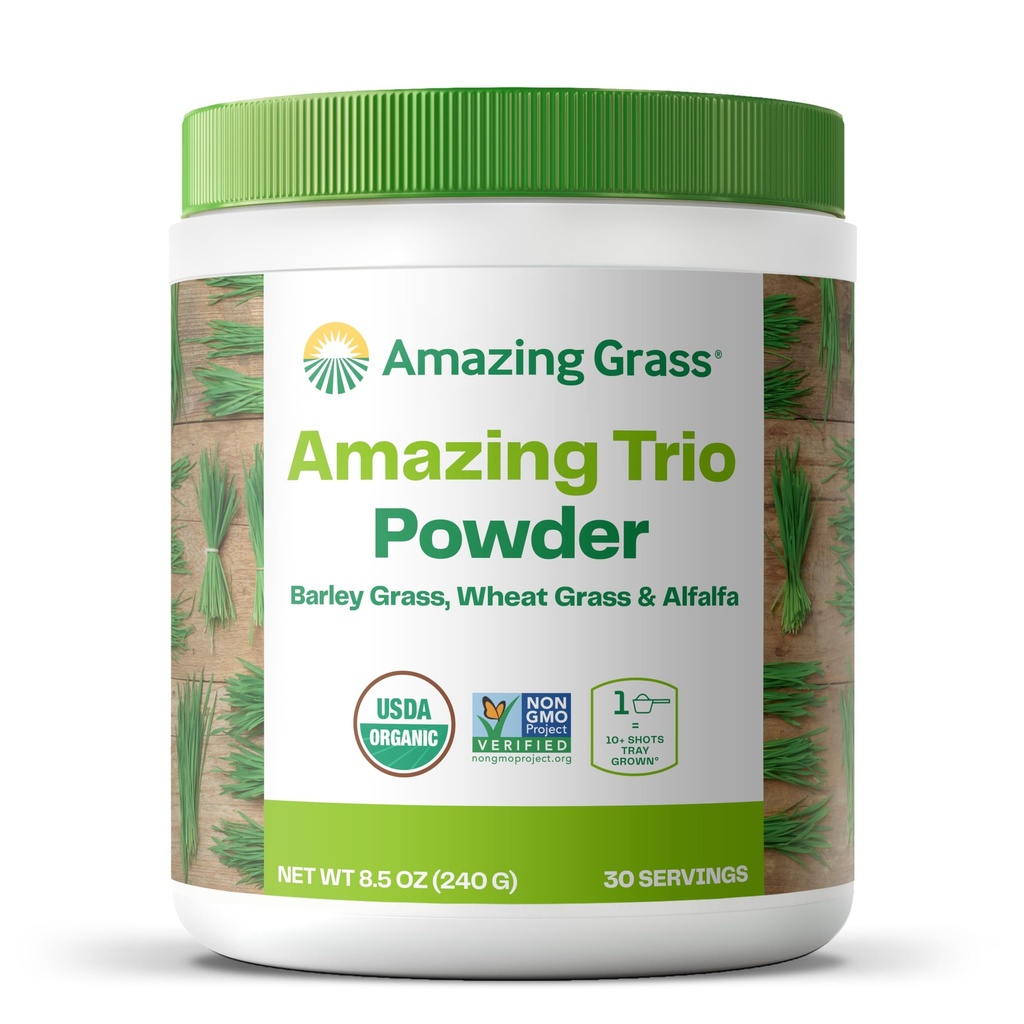 Amazing Grass Greens Trio: Greens Powder wheatgrass, Alfalfa, & Barley Grass, Rich lähde klorofylli, 30 tarjoilua