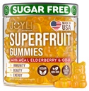 Joyli Superhedelmät Gummies - Sokerittomia hedelmiä Multivitamiini Gumies aikuisille - Luonnollinen Gummy vitamiineja naisten ja miesten kanssa Goji, Elderberry, vitamiineja A, C, D & E - Tukee immuniteettia, digestiota ja energiaa