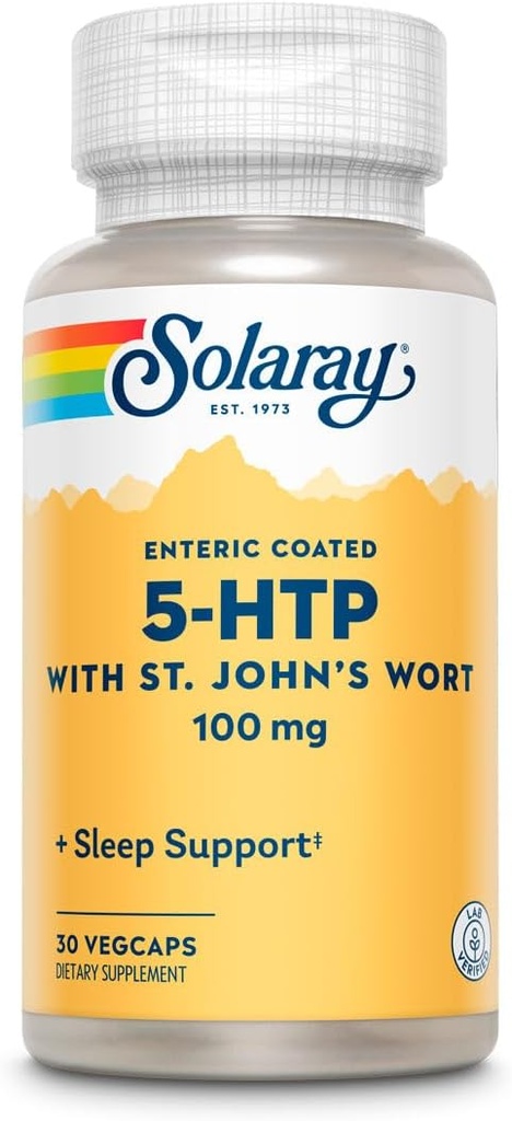 SOLARAY 5- HTP Plus mäkikuisma - 30 enterokapselia - 100 mg - 30 annosta