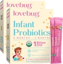 LOVEBUG Infant Probiootit 0-6 kuukautta - USDA Organic Probiootit vauvoille, tukee vauvan kaasu, Colic, ripuli ja vastasyntynyt Ummetus Relief, Allergen & Sugar Free, Makuton jauhe, 60 pakkaus