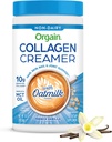 Orgain Collagen Coffee Creamer, 10g Grass Fed Hydrolysed Collagen Peptides, Ranskan vanilja - Organic Kaura Milk Powder, Coconut Oil, MCT Oil, Avokado Oil, Hiukset, Iho, Nail, & Joint Support - 10oz
