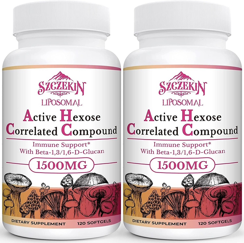 1500 mg Liposomal Active Hexose Correlated Supplement,240 Soft Gels Beta-Glucans Natural Mushroom Extract, Immunomy System, Liver Function, Ylläpidä T-Cell & Killer Cell aktiivisuus