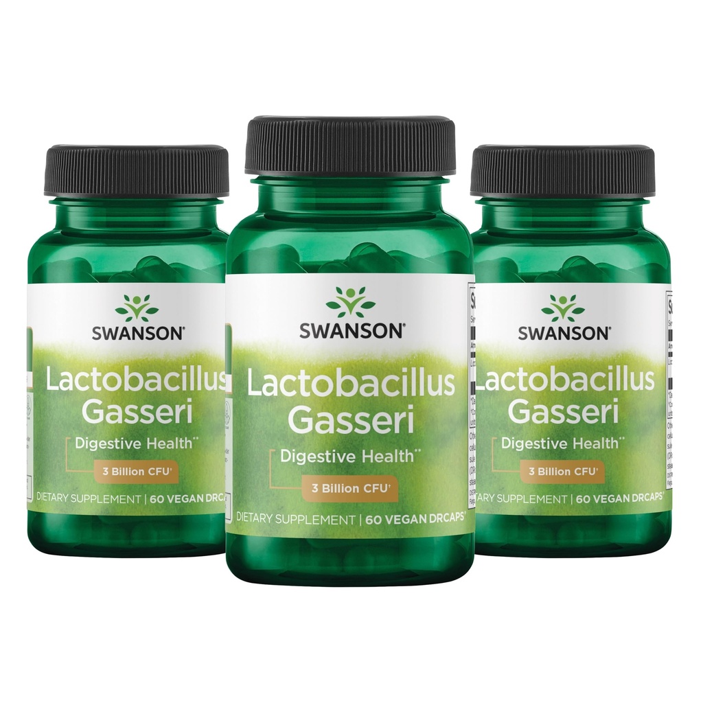 Swanson Lactobacillus Gasseri Probiootti aikuisille etsii Ruoansulatus- ja aineenvaihduntatukea 3 miljardia PMY - Acid-Resistant, Ei jääkaappi (60 vegan kapselia, 3 pakkaus)